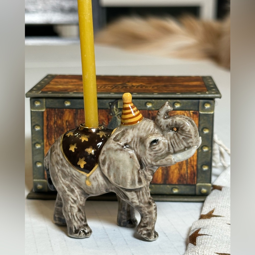 Elephant Candle Holder with Gold Accents